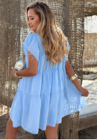 Muślinowa Rochie mini z falbankami Pretty Summer camel
