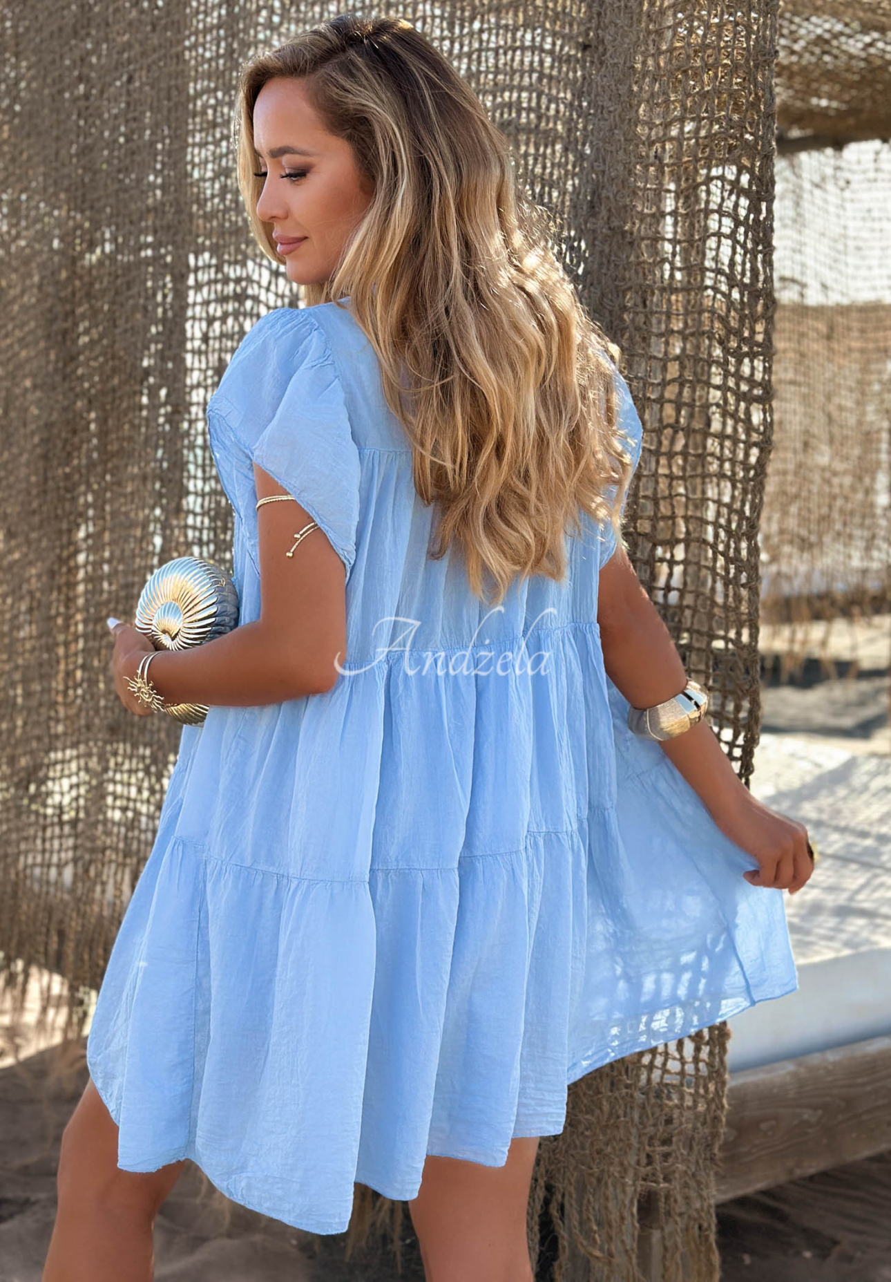 Rochie mini din bumbac cu volănașe Pretty Summer