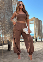 din material textil Pantaloni Summer Wind ciocolatii