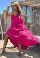 Rochie maxi na ramiączkach z falbankami Summer Club albă