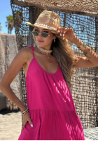 Rochie maxi na ramiączkach z falbankami Summer Club albă