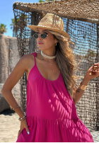 Rochie maxi na ramiączkach z falbankami Summer Club albă