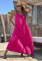 Rochie maxi na ramiączkach z falbankami Summer Club albă