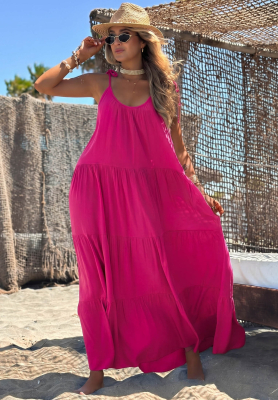 Rochie din viscoză cu bretele și volănașe Summer Club