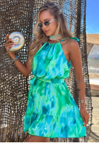 Wzorzysta Rochie mini na ramiączkach z wiskozą Lagoon Breeze zielono-albastră
