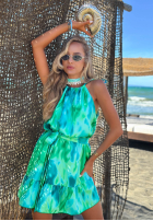 Wzorzysta Rochie mini na ramiączkach z wiskozą Lagoon Breeze zielono-albastră