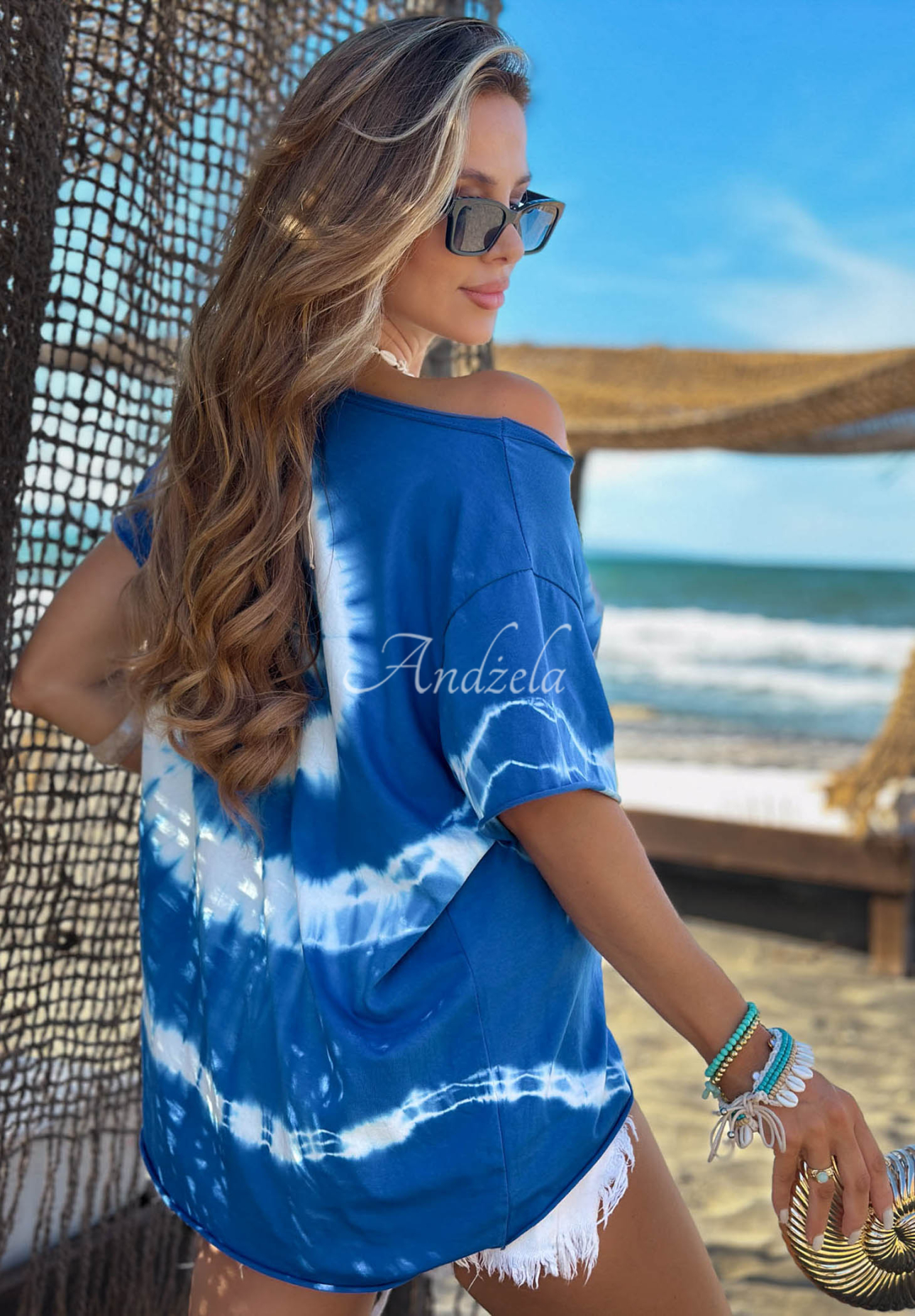 Tricou din bumbac tie dye Deep Sea