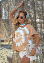 Tricou tie dye Deep Sea kobaltowo-Alb