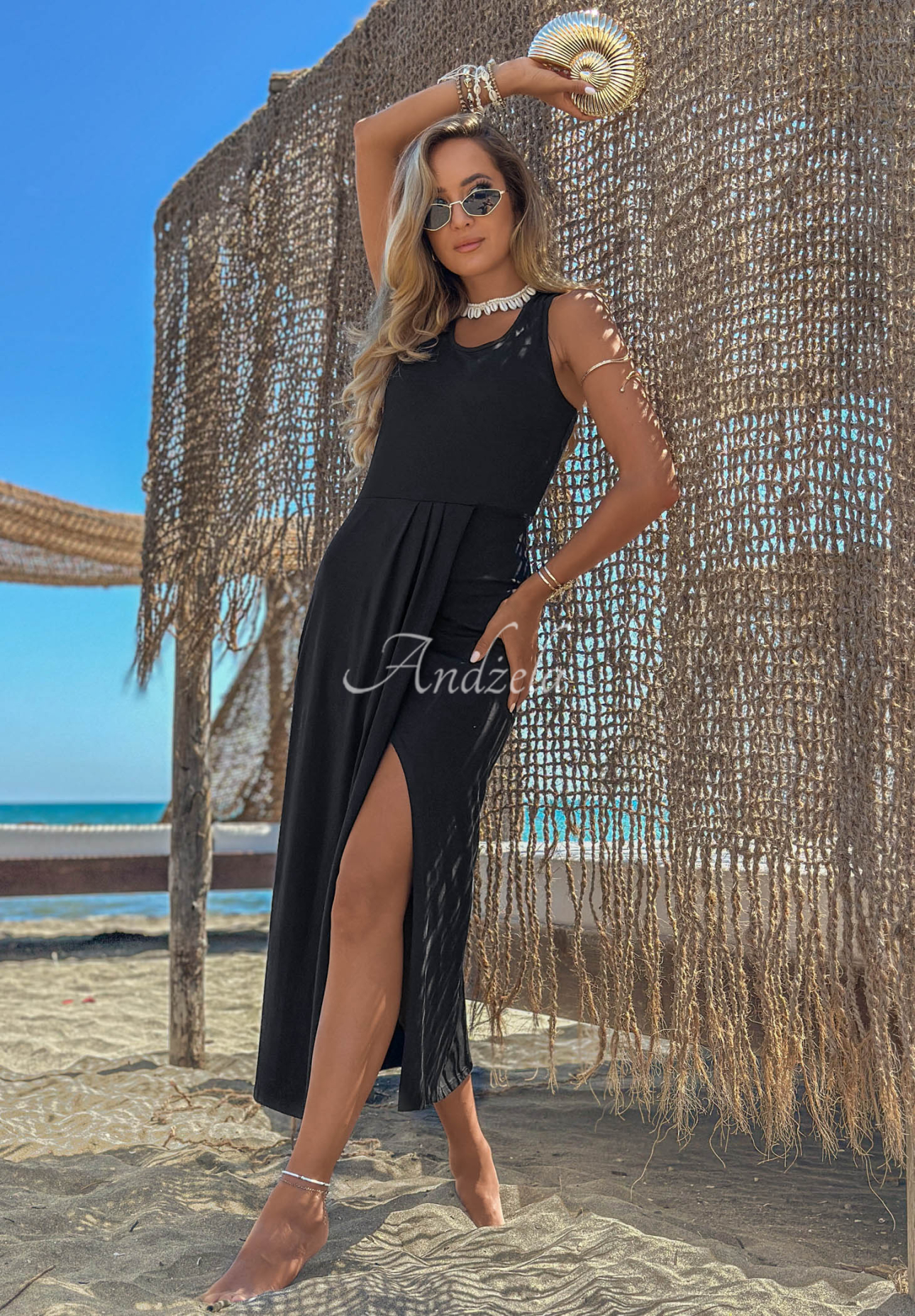 Rochie midi cu fantă Casilla