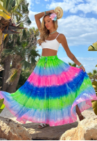 Kolorowa Fustă maxi z falbankami tie dye Cactus Bloom zielono-albastru cobalt