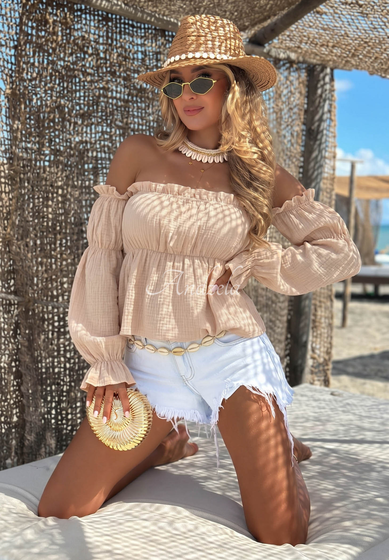 Bluză spaniolă din muselină Beach Air