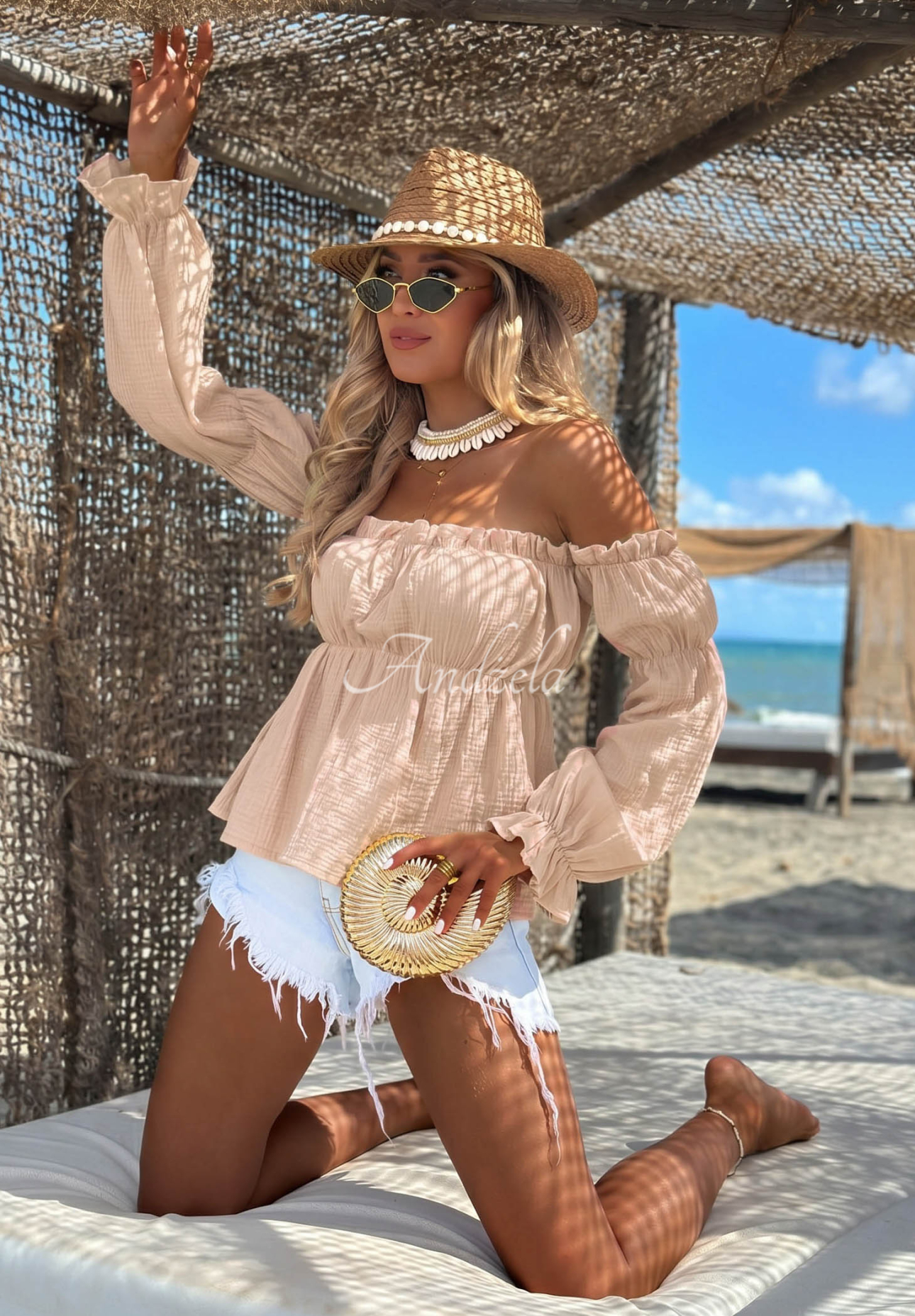 Bluză spaniolă din muselină Beach Air