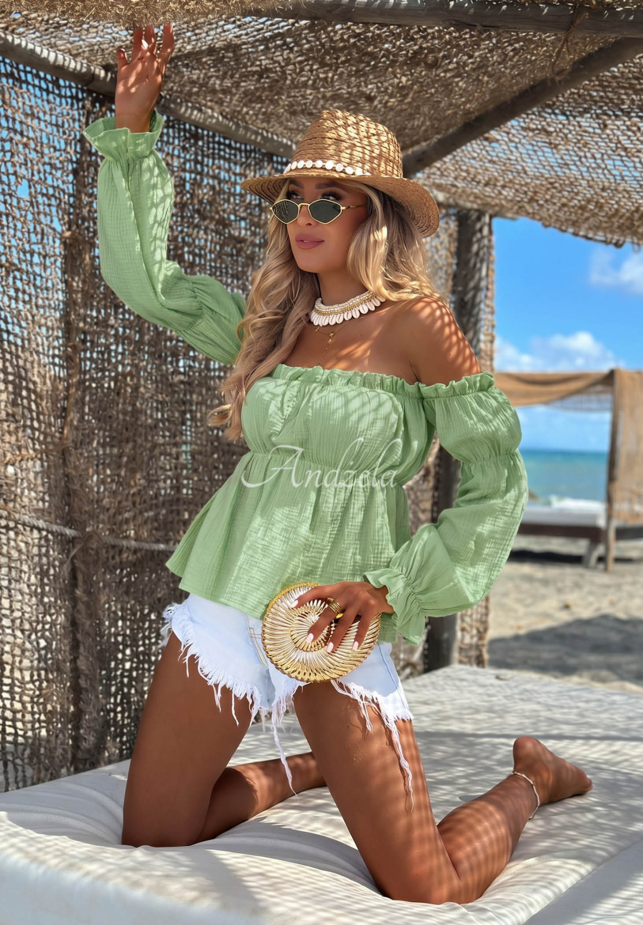 Bluză spaniolă din muselină Beach Air