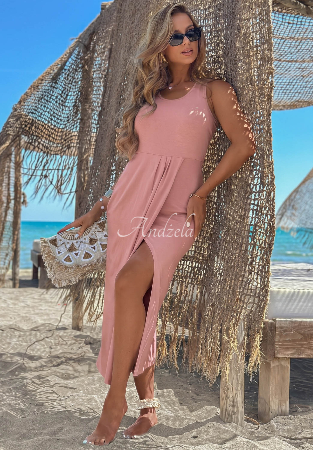 Rochie midi cu fantă Casilla
