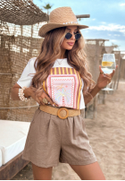 Krótkie din material textil spodenki z paskiem Coastline Sun białe
