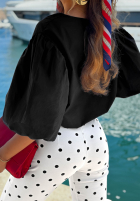 Bawełniana Bluză z bufkami Sweet Summer negru