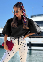 Bawełniana Bluză z bufkami Sweet Summer negru