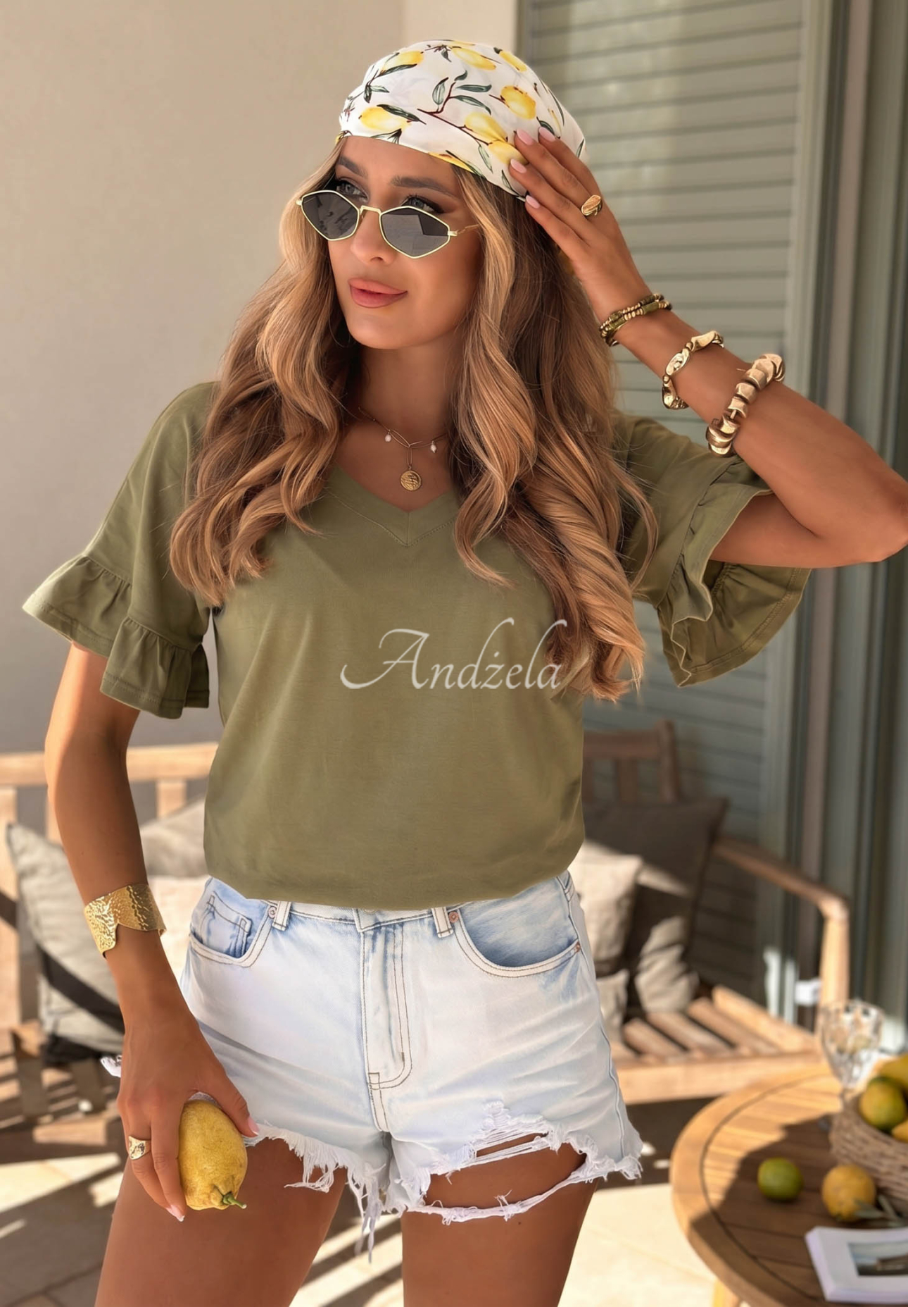 Tricou din bumbac cu volănașe Ask For More