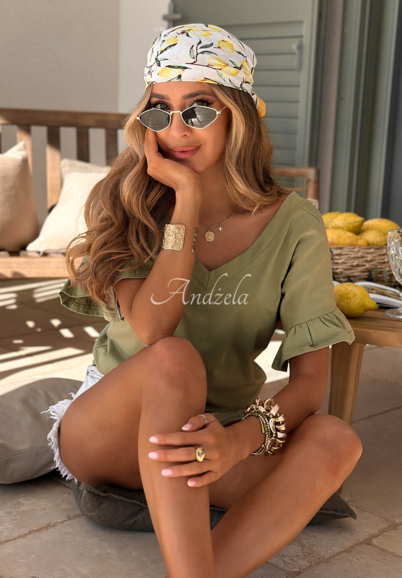 Tricou din bumbac cu volănașe Ask For More