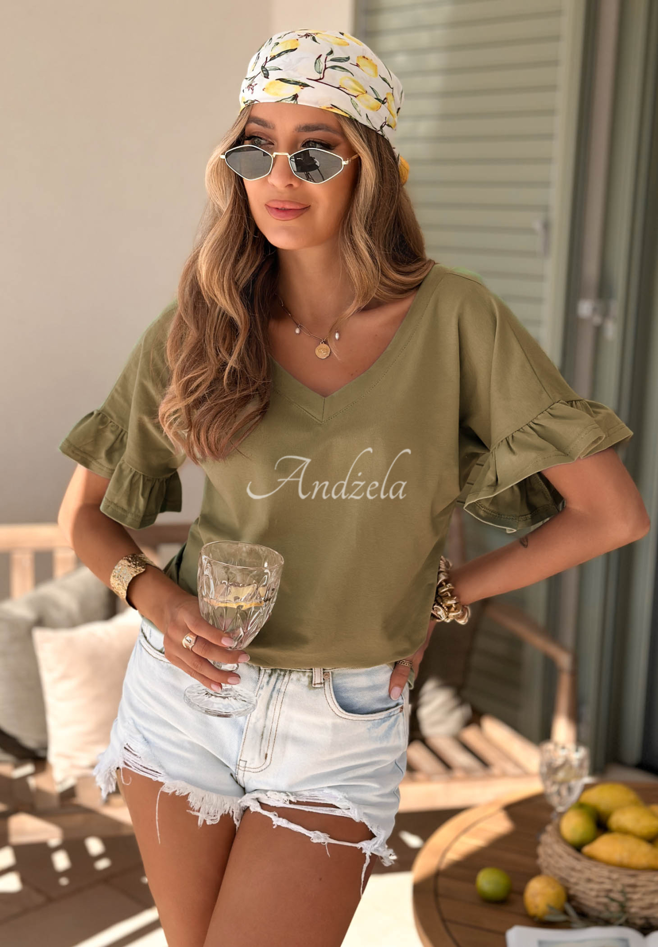 Tricou din bumbac cu volănașe Ask For More