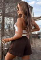 Krótkie din material textil spodenki z paskiem Safari Sun bej