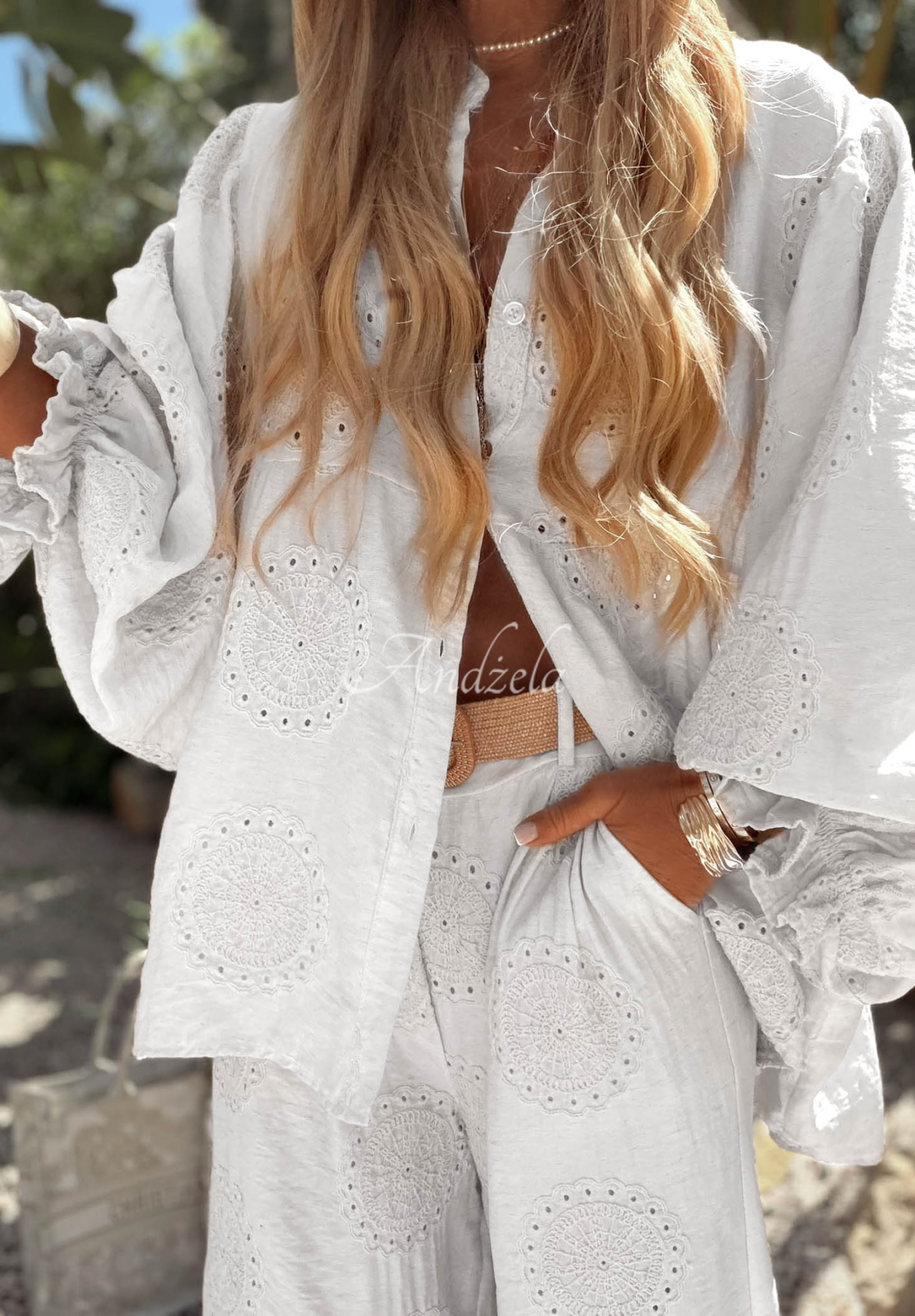 Bluză boho asimetrică brodată din bumbac Ti Amo