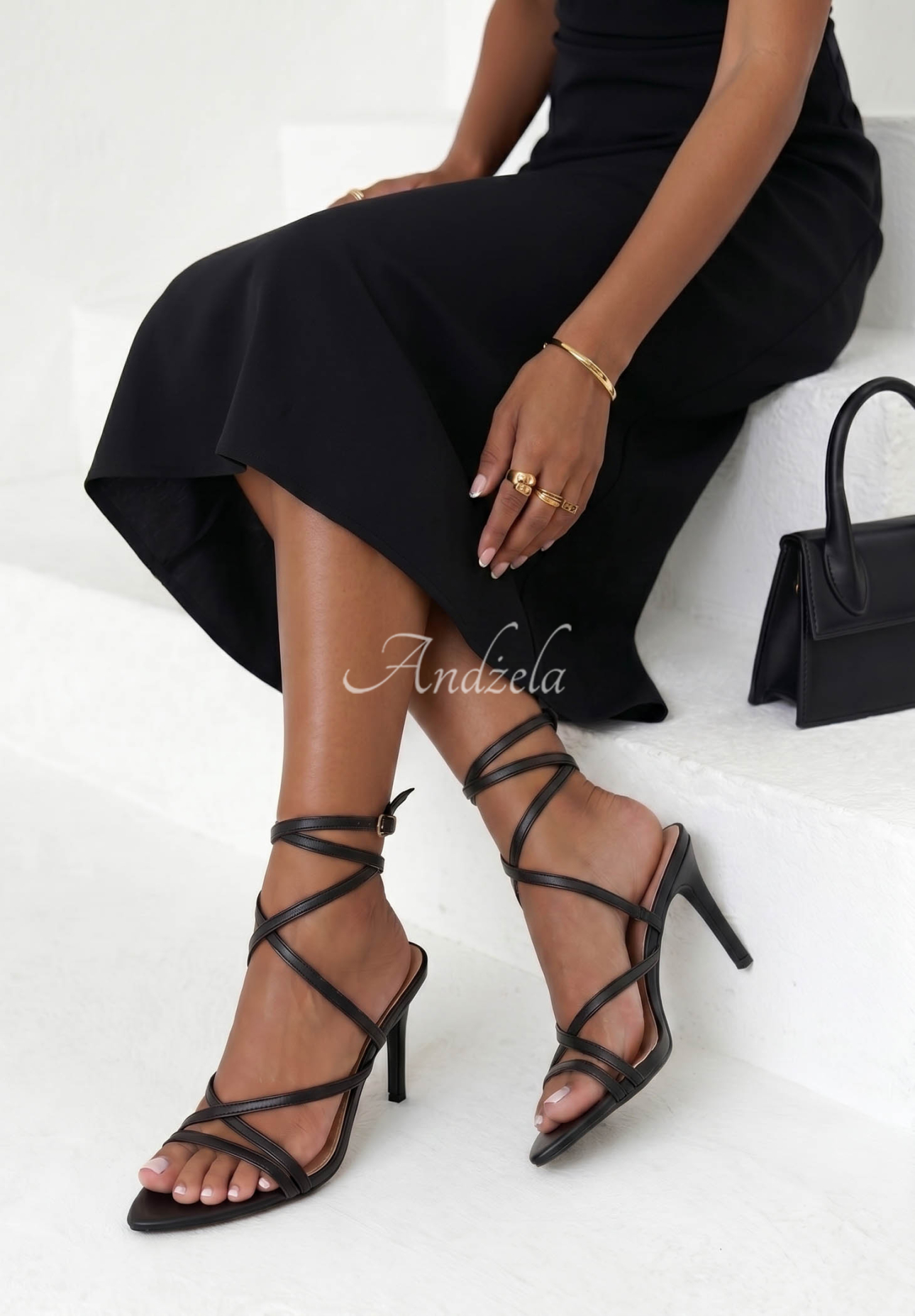 Sandale din piele ecologică cu toc stiletto Charming Sun
