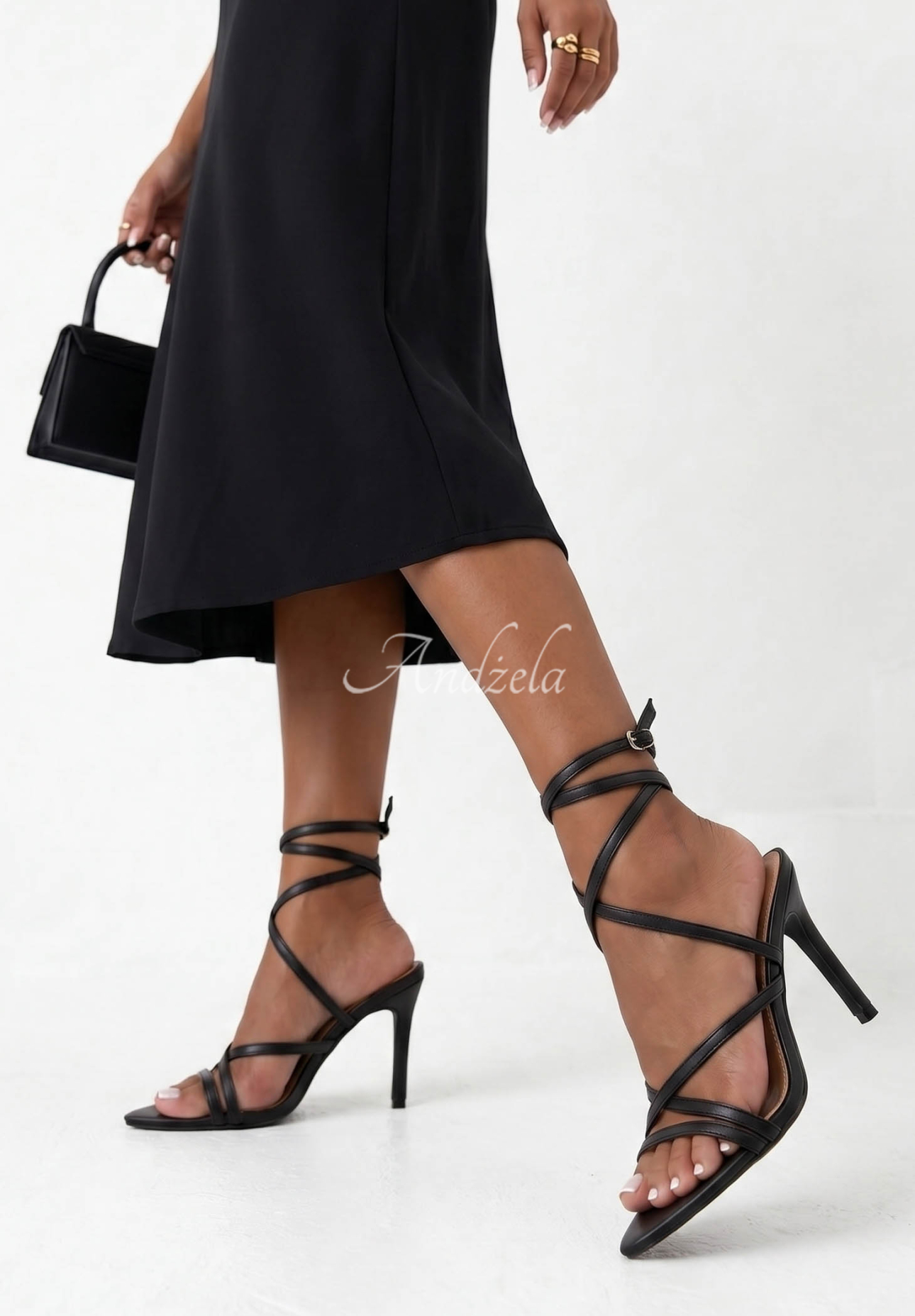 Sandale din piele ecologică cu toc stiletto Charming Sun