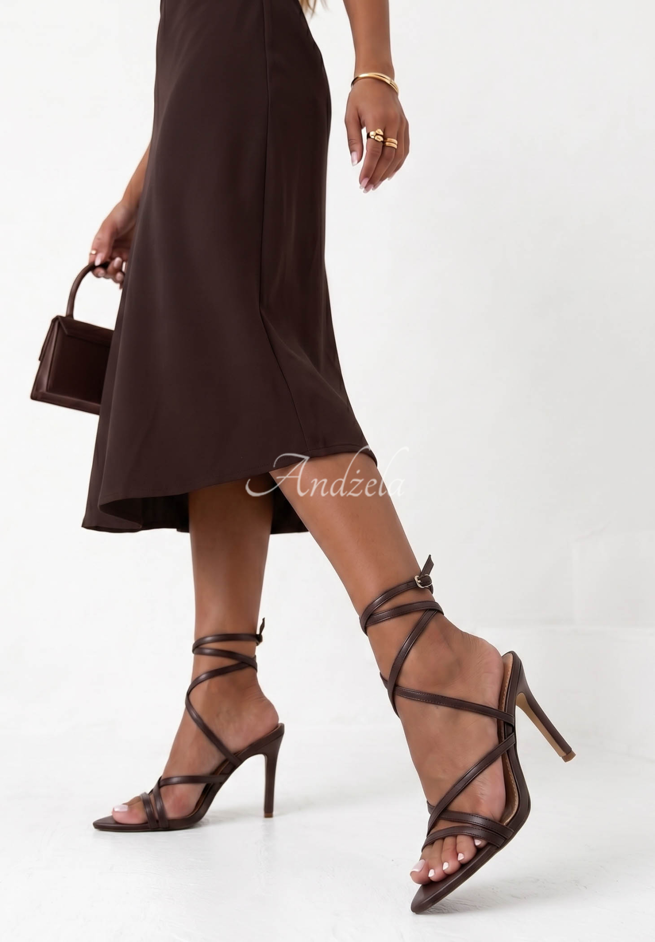 Sandale din piele ecologică cu toc stiletto Charming Sun