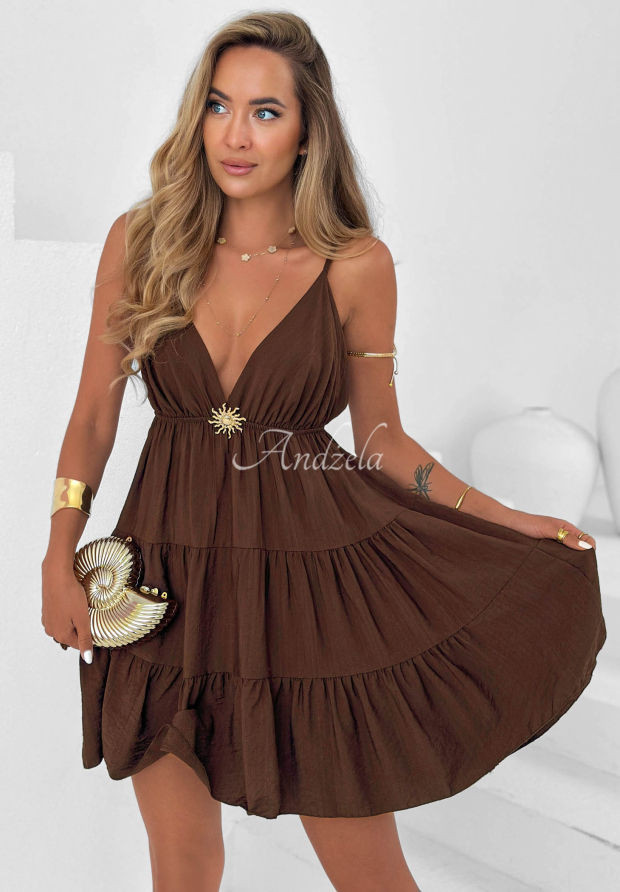 Rochie mini din viscoză cu bretele Sun Treasure