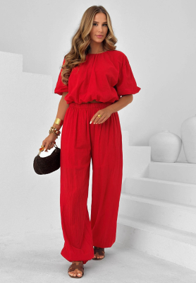 Set din bumbac cu bluză cu m&acirc;neci bufante și pantaloni jogger Pretty Sunrise