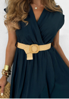 Rochie maxi  falbankami i paskiem Night Sea bluemarin