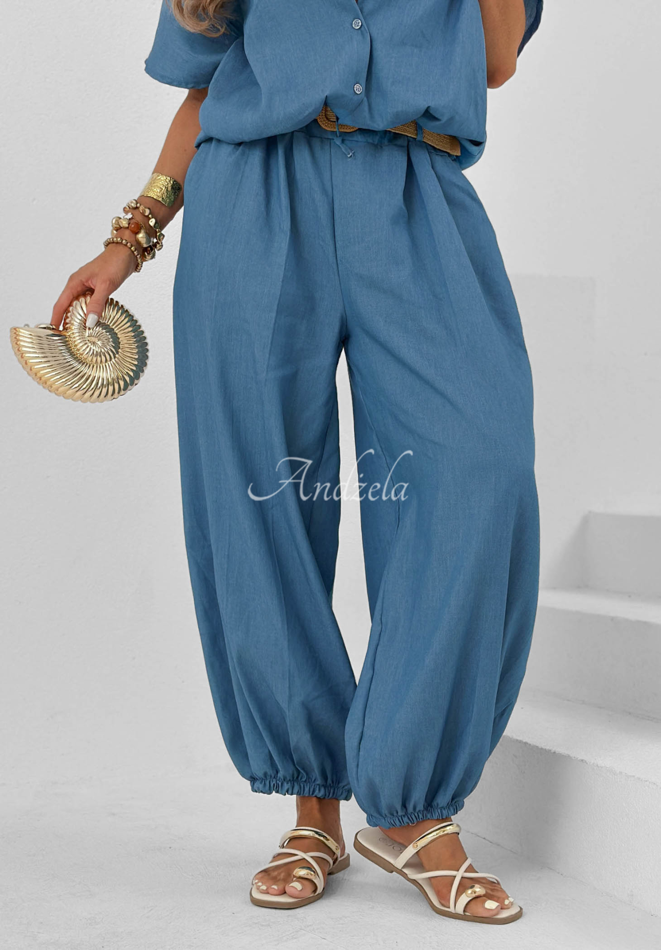 Set din bumbac cu cămașă și pantaloni jogger Palm Breeze