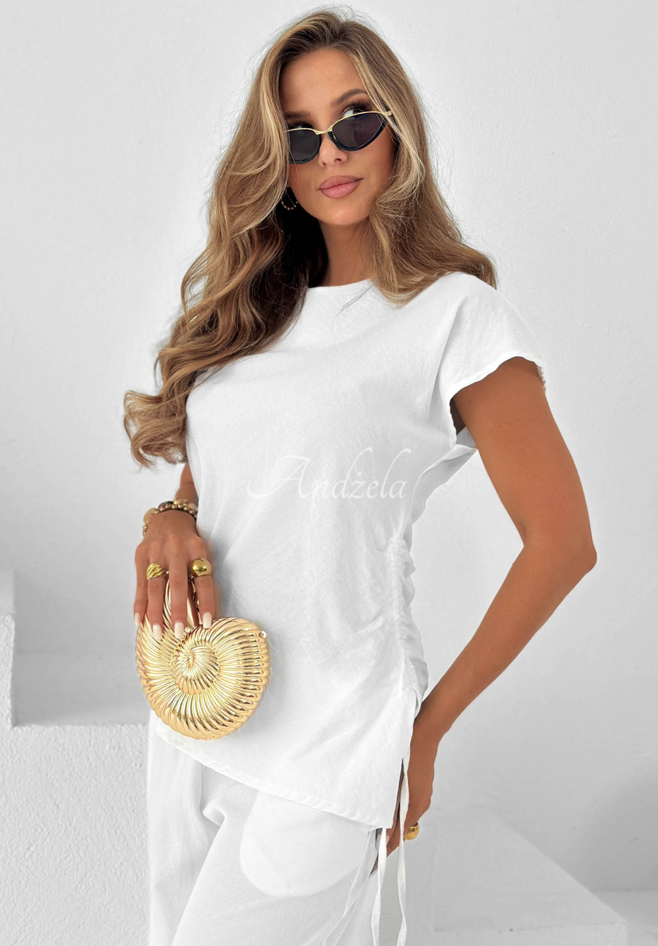 Set bluză și pantaloni din bumbac și viscoză Glow Mood