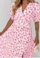 Kwiecista Rochie midi Petal Story roz pudră
