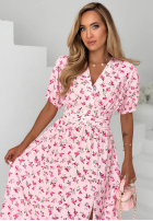 Kwiecista Rochie midi Petal Story roz pudră