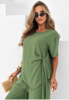 Compleu wiązana Bluză i Pantaloni wide leg Elite Holiday roșu