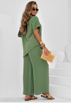 Compleu wiązana Bluză i Pantaloni wide leg Elite Holiday roșu