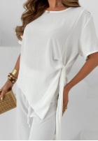 Compleu wiązana Bluză i Pantaloni wide leg Elite Holiday roșu