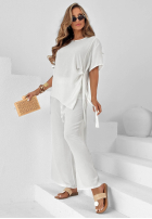 Compleu wiązana Bluză i Pantaloni wide leg Elite Holiday roșu