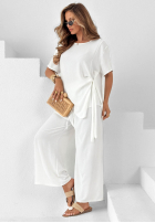Compleu wiązana Bluză i Pantaloni wide leg Elite Holiday roșu