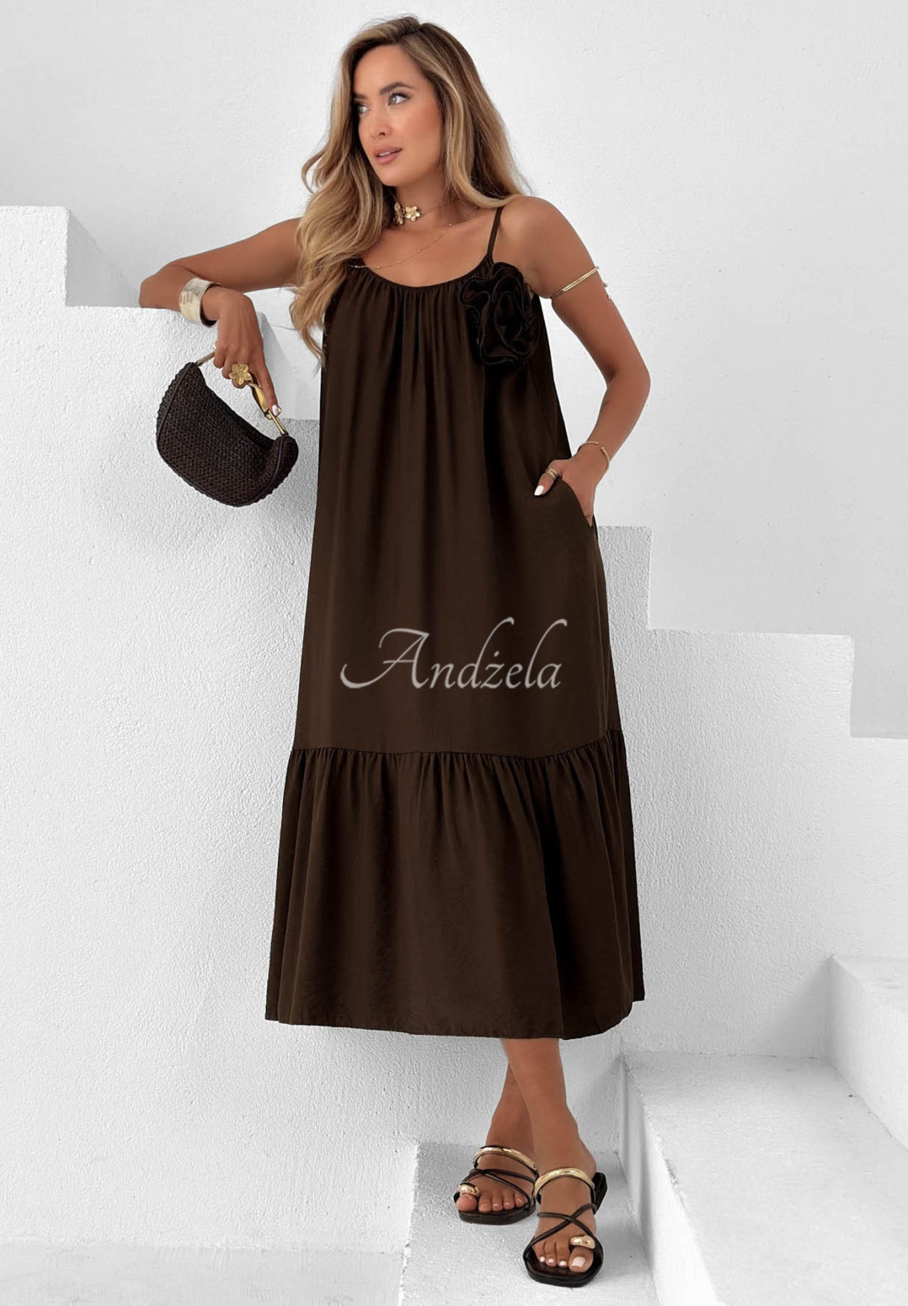 Rochie midi din viscoză cu bretele Mirage Coast