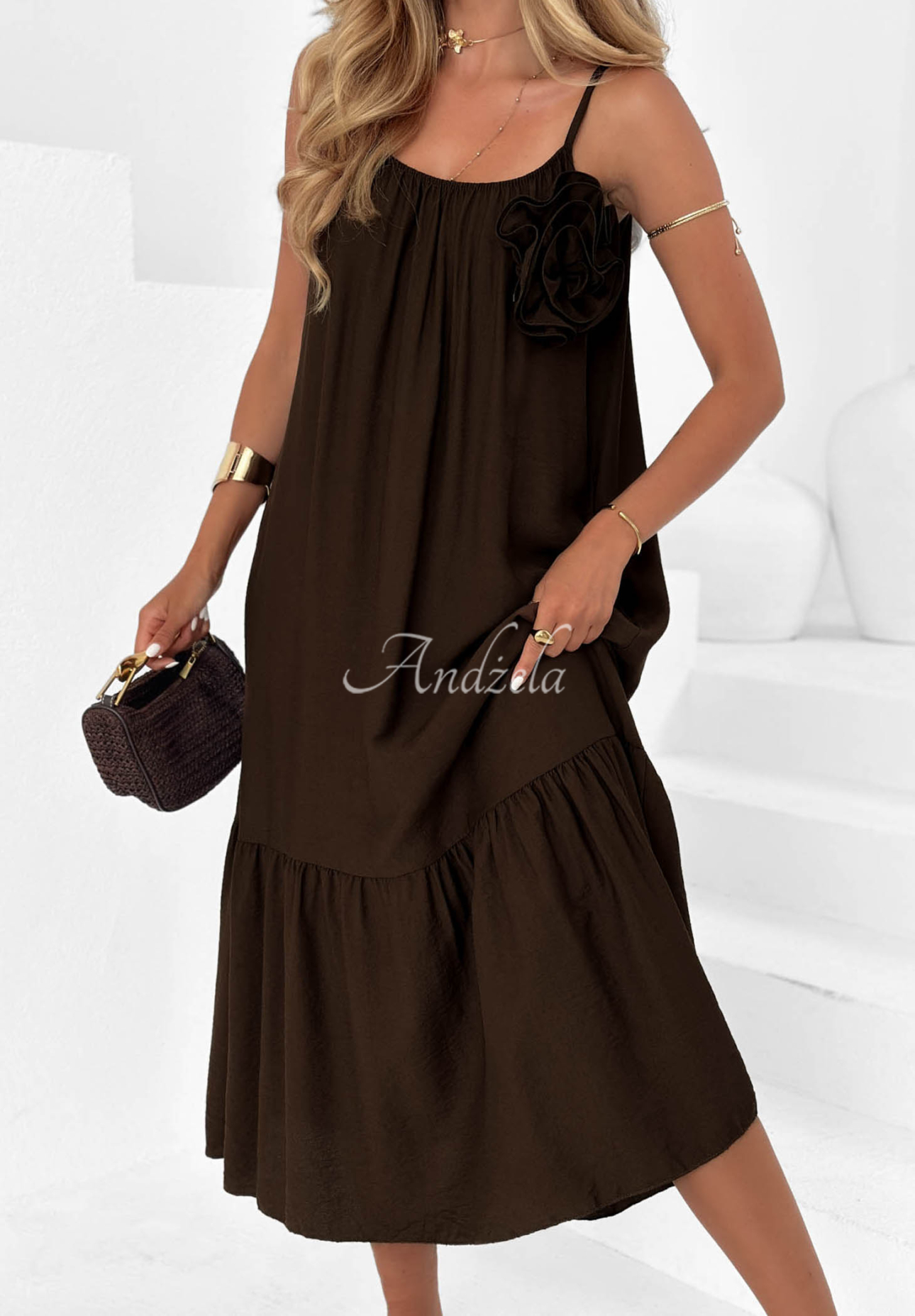 Rochie midi din viscoză cu bretele Mirage Coast