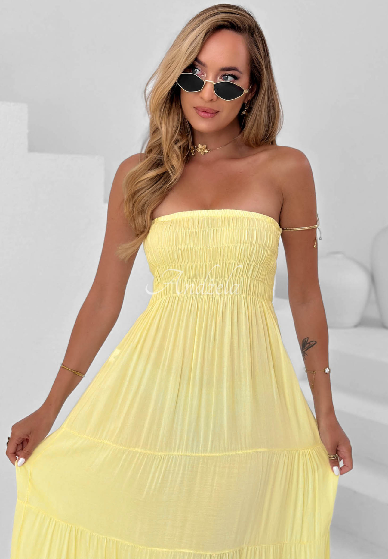 Rochie maxi fără bretele Cara Mia