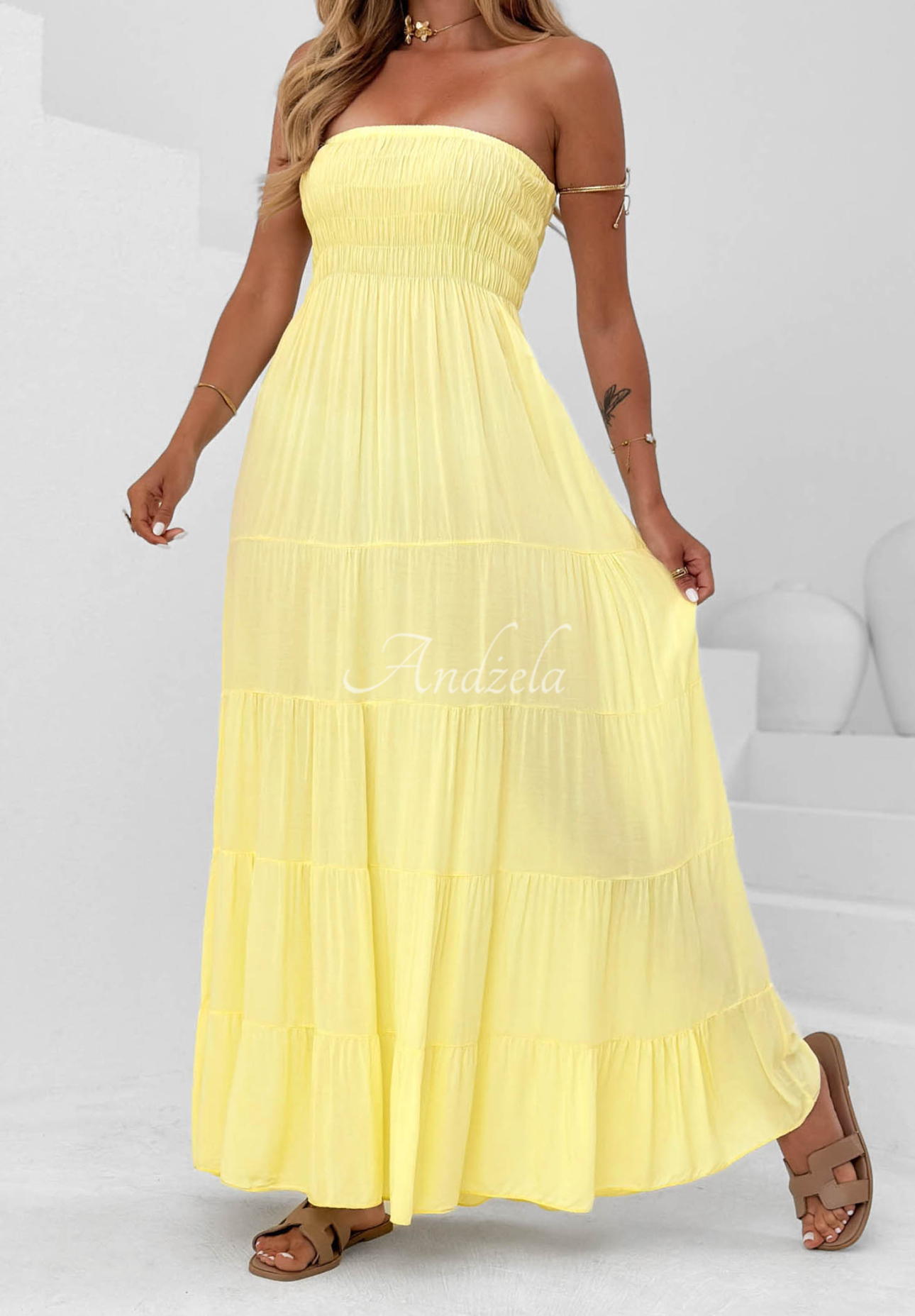 Rochie maxi fără bretele Cara Mia