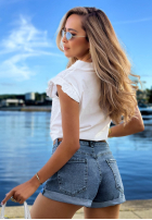 Ażurowa Cămașă z wiązaniem i falbankami boho Soft Summer albă