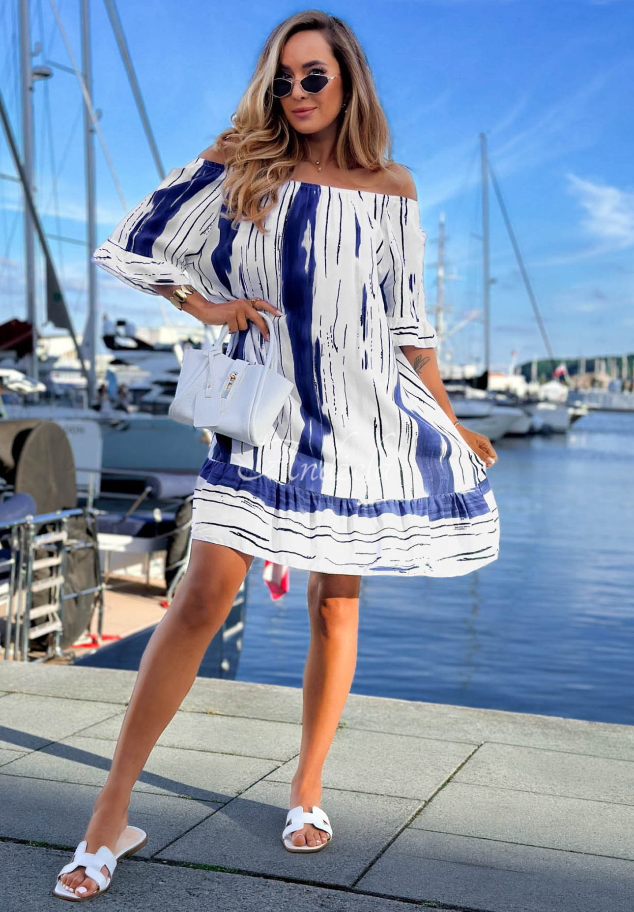 Rochie spaniolă din viscoză cu imprimeu Sun Sail