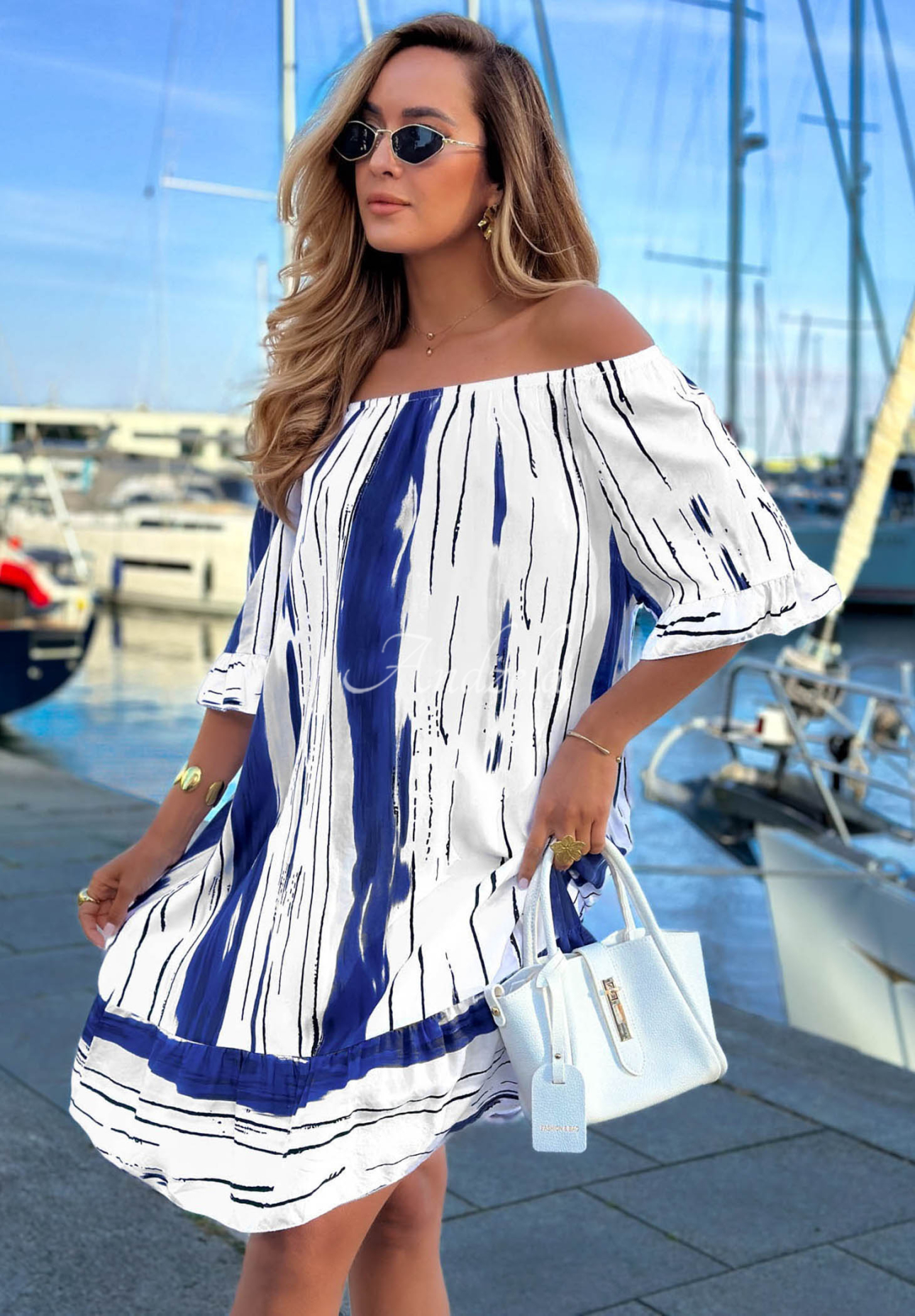 Rochie spaniolă din viscoză cu imprimeu Sun Sail