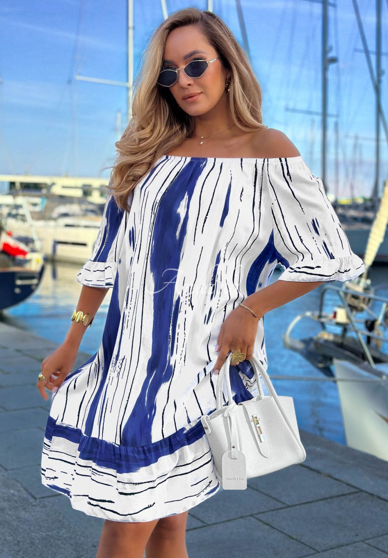 Rochie spaniolă din viscoză cu imprimeu Sun Sail