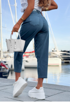 Pantaloni din denim mom fit z paskiem Sun Fade camel